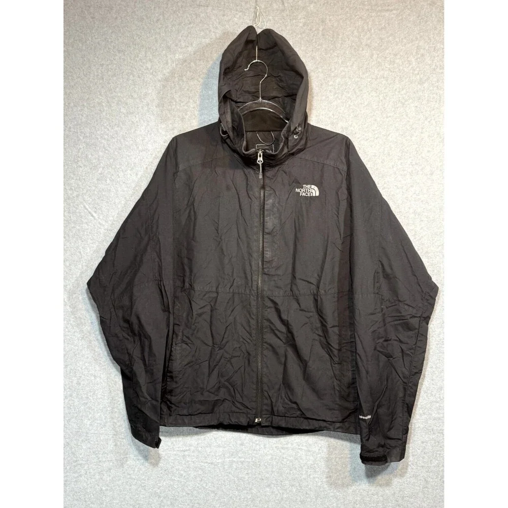 The North Face Windbreaker Jacket Men's Medium Black Mesh‎ Lined Hooded Full Zip
